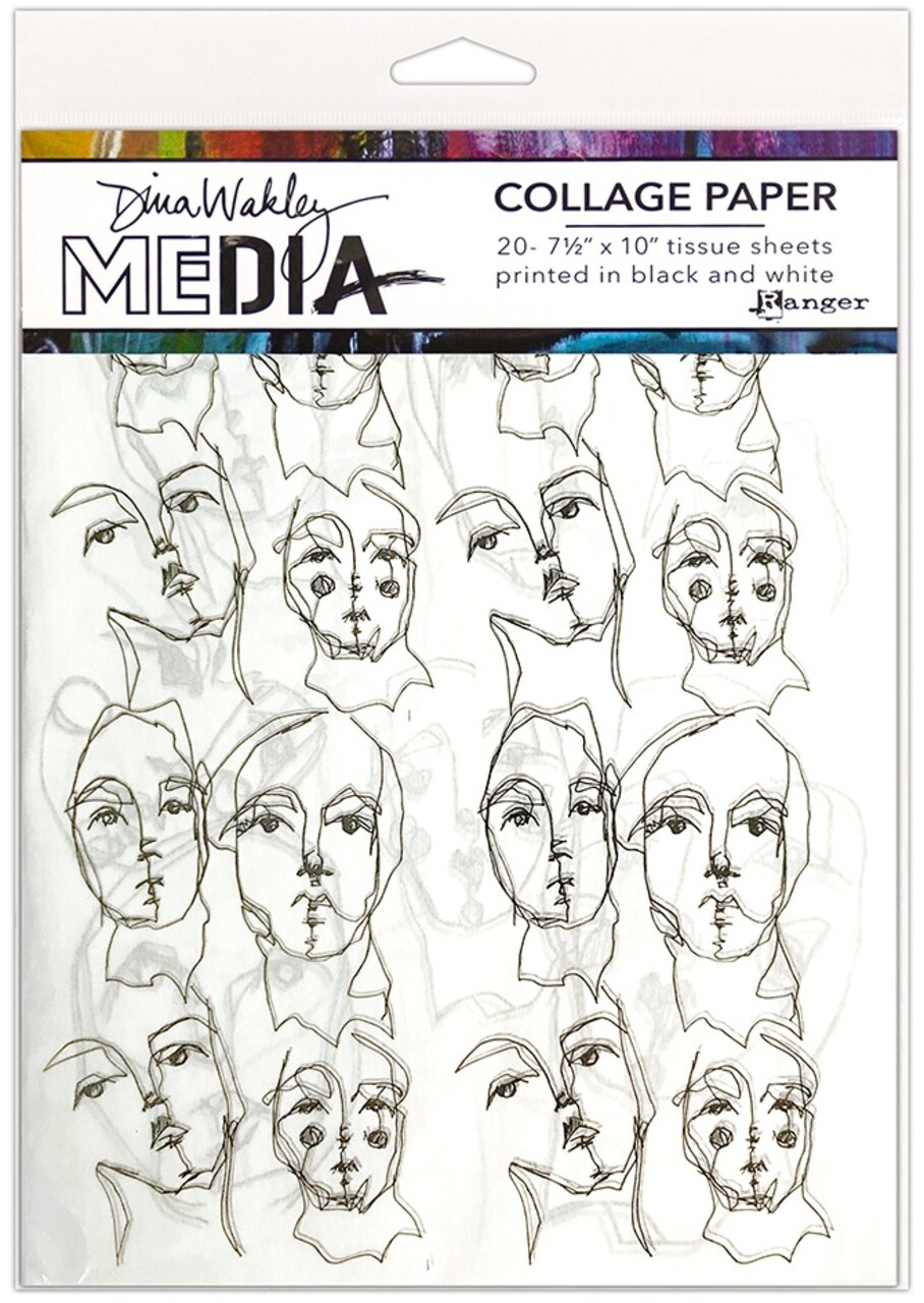 Dina Wakley Media Collage Tissue Paper 7.5"X10" 20/Pkg-Church Doodles